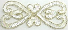 Load image into Gallery viewer, Designer Motif with White Sequins and Silver beads 5.5&quot; x 2.5&quot;