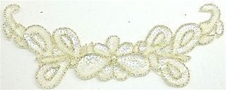 Flower Neck Line with Iridescent Sequins and Beads 10" x 4"