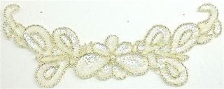 Flower Neck Line with Iridescent Sequins and Beads 10