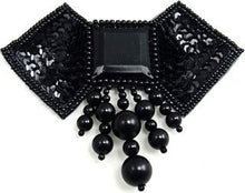 Load image into Gallery viewer, Epaulet Box with Black Sequins and Beads with Square Center 4&quot; x 5&quot;