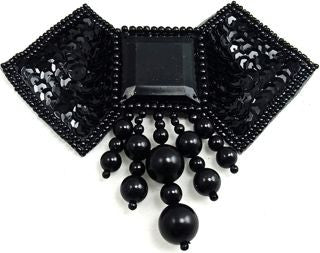 Epaulet Box with Black Sequins and Beads with Square Center 4