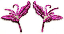 Load image into Gallery viewer, Flower Pair with Fuchsia Sequins and Beads 6&quot; x 7&quot;