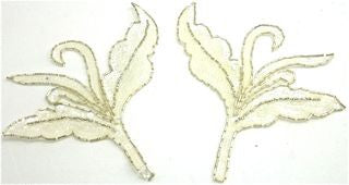 Flower Pair with Iridescent Sequins and Beads 7" x 6"