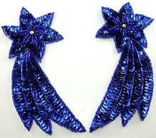 Load image into Gallery viewer, Shooting Star Pair with Royal Blue Sequins and AB Rhinestone 5.5&quot; x 3&quot;