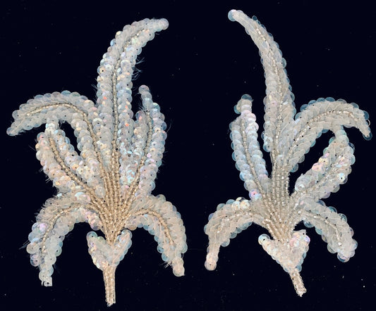 Leaf Pair with Iridescent Sequins and Beads 6" x 3"