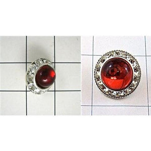 Button Rhinestones and Siam Colored Jewel 1"