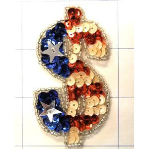 Dollar Sign Patriotic American Flag 3" x 1.5"