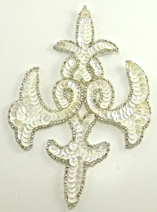 Designer Motif with White Sequins and Silver Trim 6" x 4"