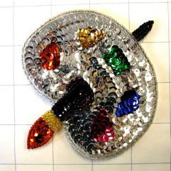 Artist Palette MulitColored Sequins and Beads 4" x 4.5" - Sequinappliques.com