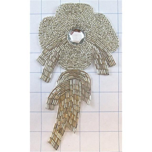 Designer Motif Silver Beads 7" x 4"