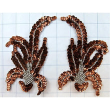 Load image into Gallery viewer, Leaf Pair or Single with Bronze Sequins and Silver Beads 6.5&quot; x 3.5&quot;