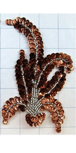 Leaf Pair or Single with Bronze Sequins and Silver Beads 6.5" x 3.5"