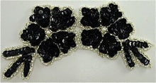 Load image into Gallery viewer, Flower Black with Sequins and Silver Beads 6&quot; x 3&quot;