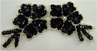 Flower Black with Sequins and Silver Beads 6