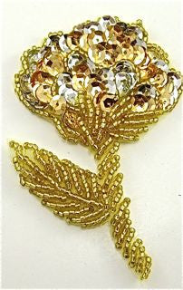 Flower with Gold and Silver Sequins 3" x 3"