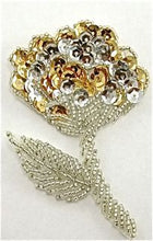 Load image into Gallery viewer, Flower with Silver Beads and Gold and Silver Sequins 3&quot;