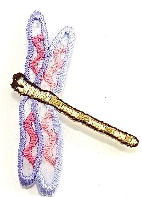 Dragonfly, Purple/Pink Wings Embroidered Iron-On 2" x 2"