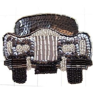 Rolls-Royce with Charcoal, Black and Silver Sequins and Beads 4" x 3"