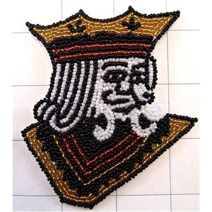 Playing Card King Face, Custom Designed with all Beads 3.5" x 3.5"