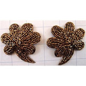 Flower Pair with Bronze Beads 2.5" x 3"