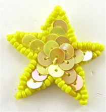 Load image into Gallery viewer, Star Yellow Sequins and Bright Yellow Beads 1.5&quot;