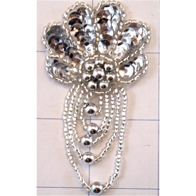 Epaulet Silver Sea Shell Shape with Silver Beads 2