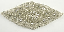 Load image into Gallery viewer, HighQualityRhinestone Vintage Applique with Silver Beads and 19 Rhinestones 5.5&quot; x 3&quot;