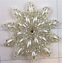 Load image into Gallery viewer, Flower with Silver Beads, Pearls and Rhinestone 2&quot;
