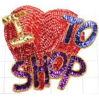 I LOVE TO SHOP Sequin Words 4.5