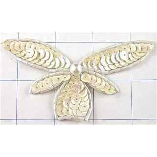 Leaf Beige with Petals and a pearl 4"