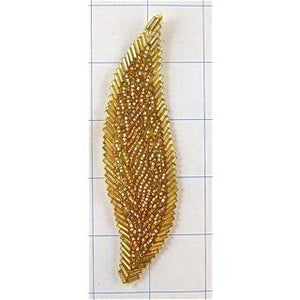 Leaf with Gold Beads 5" x 1.5"