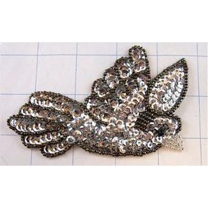 Dove with Silver sequins Bronze Beads 4" x 3"