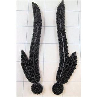 Leaf Black Pair Long with Two Leaf 6" x 1.5"