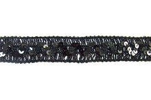 Load image into Gallery viewer, Trim Black with Zigzag Sequin Pattern 1&quot; x sold by yard