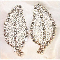 Leaf Pair with White Beads and High Quality Rhinestones 3.5