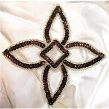 Load image into Gallery viewer, Design Motif Bronze Sequins with Silver Trim 5&quot; x 5&quot;