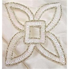 Load image into Gallery viewer, Motif White Sequins with Silver Bead Trim 5&quot; X 5&quot;