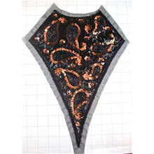 Load image into Gallery viewer, NECK PIECE WITH BRONZE AND BLACK SEQUINS AND BEADS 13.5&quot; x 9&quot;