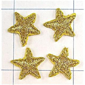 Star Set of 4 Gold Metallic Embroidered Iron-On .5"