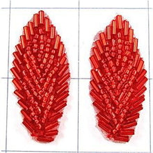 Load image into Gallery viewer, Leafs Red with Beads Pair 2&quot; x .75&quot;