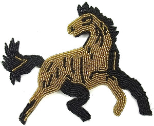 Horse with gold and Black Beads 5"x 5.5"