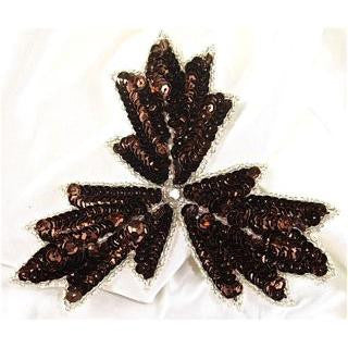 Leaf Bronze with Silver Trim and Crystal Rhinestone 5" x 5"