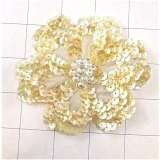 Flower - Iridescent Sequins with Silver Beads 3.5"