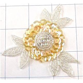 Flower Iridescent with Silver Beads 3" x 3"