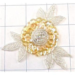 Flower Iridescent with Silver Beads 3" x 3"