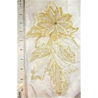 Flower with Cream Sequins and White Beads 10" x 5"