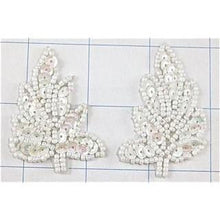 Load image into Gallery viewer, Leaf Pair with White Beads 2&quot; x 1.5&quot;