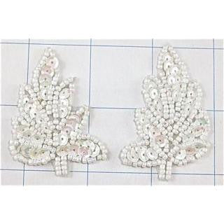 Leaf Pair with White Beads 2