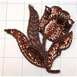 Flower with Bronze Sequins and Beads 4” x 3.5”