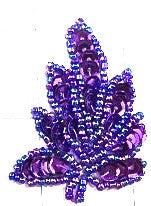 Leaf Purple Sequins Moonlite Beads 2.5" x 2"